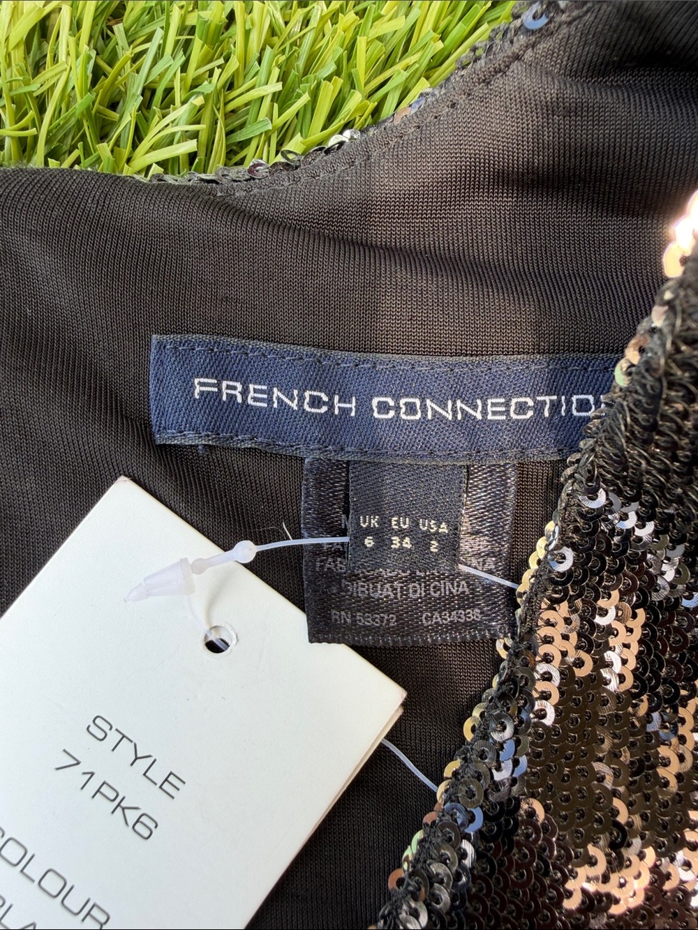 NWT French Connection Refectra Sequin Capped Black/Silver Dress - Picture 8 of 14